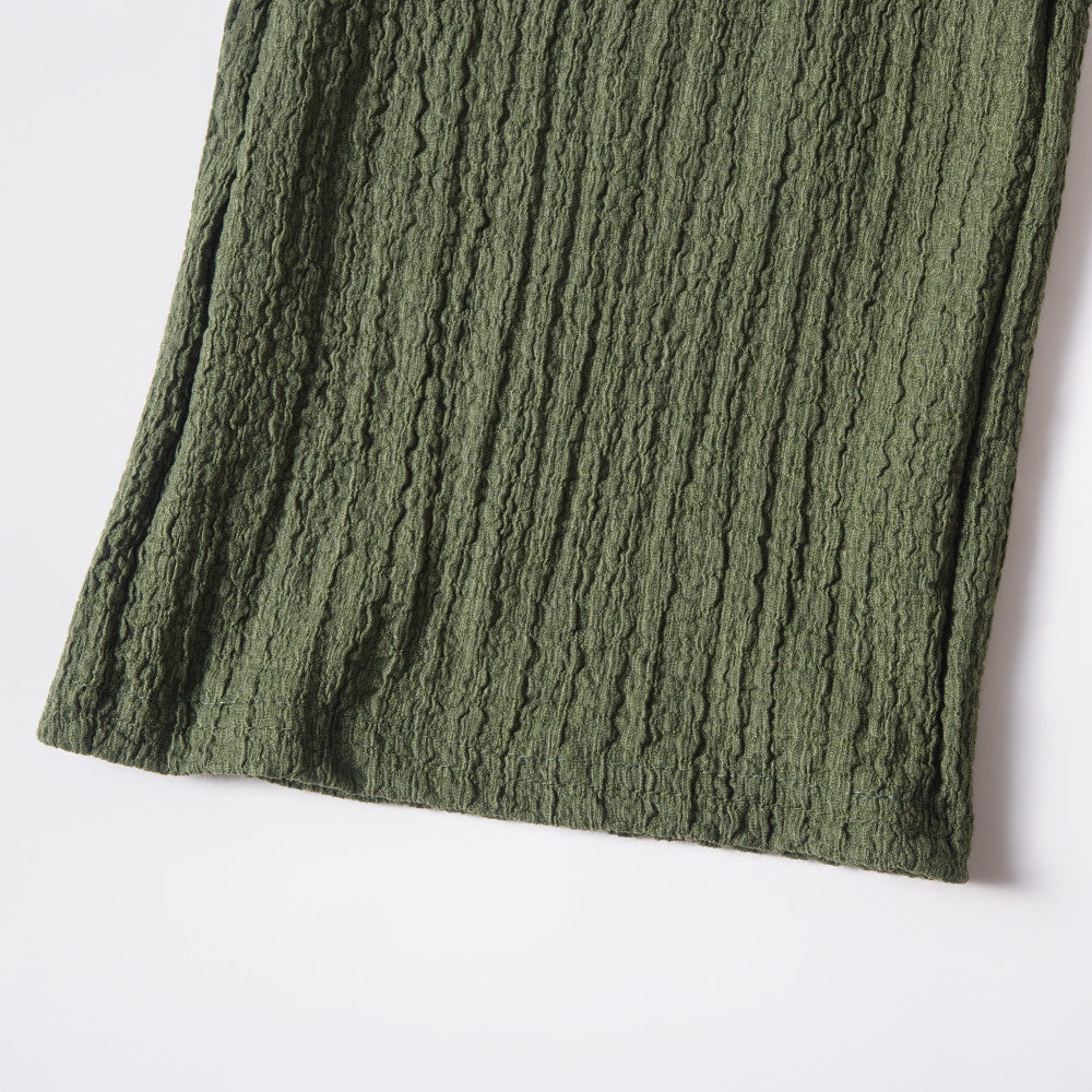 Girls Olive Crinkle Knit Pants
