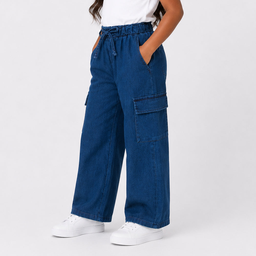 Girls Denim Cargo Pants
