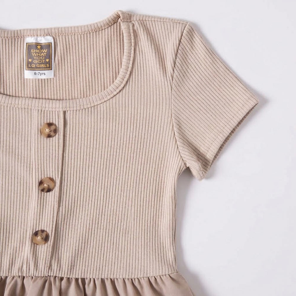 Girls Poplin Rib Stone Dress