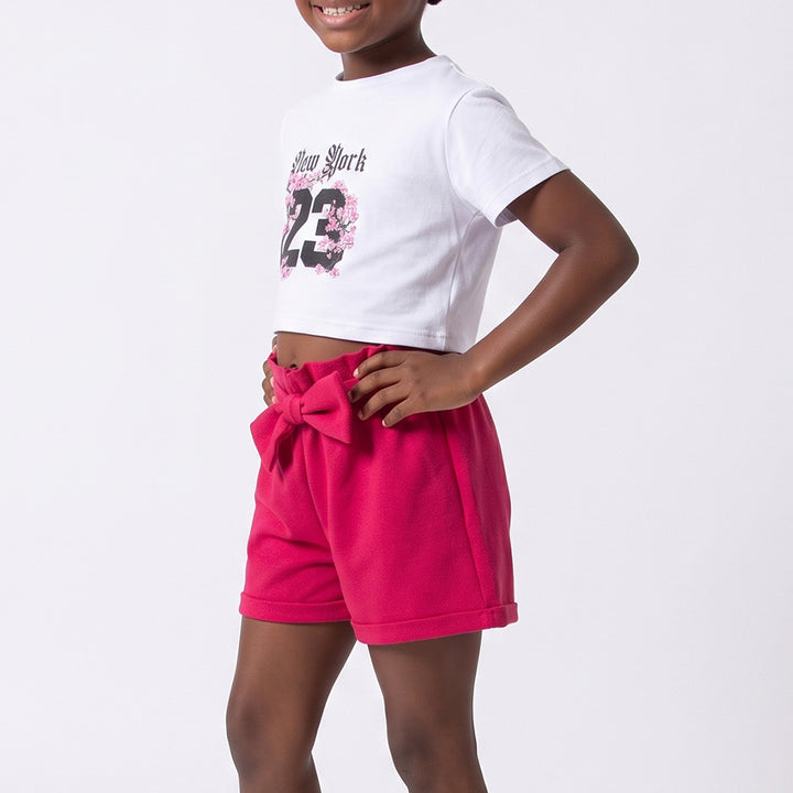 Girls Cerise Top And Shorts Set