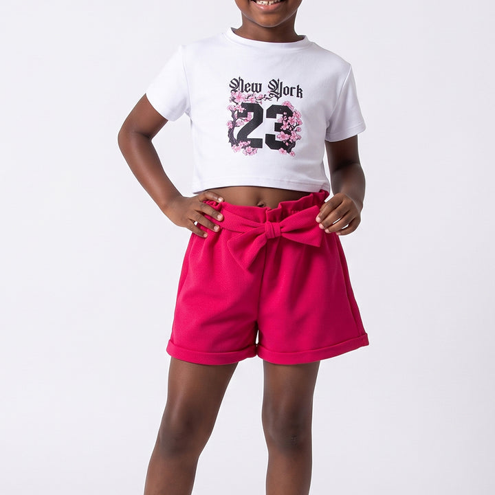 Girls Cerise Top And Shorts Set