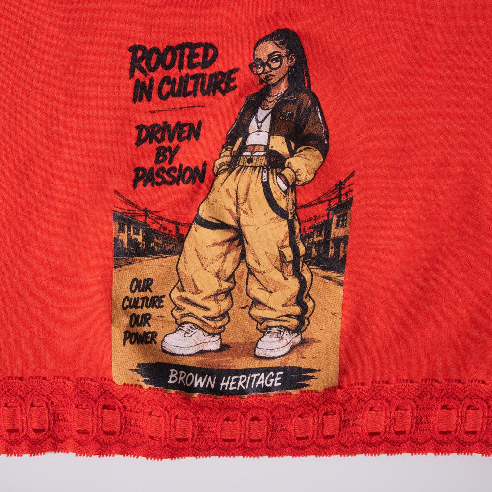 Girls Wax Print Top And Pants Set