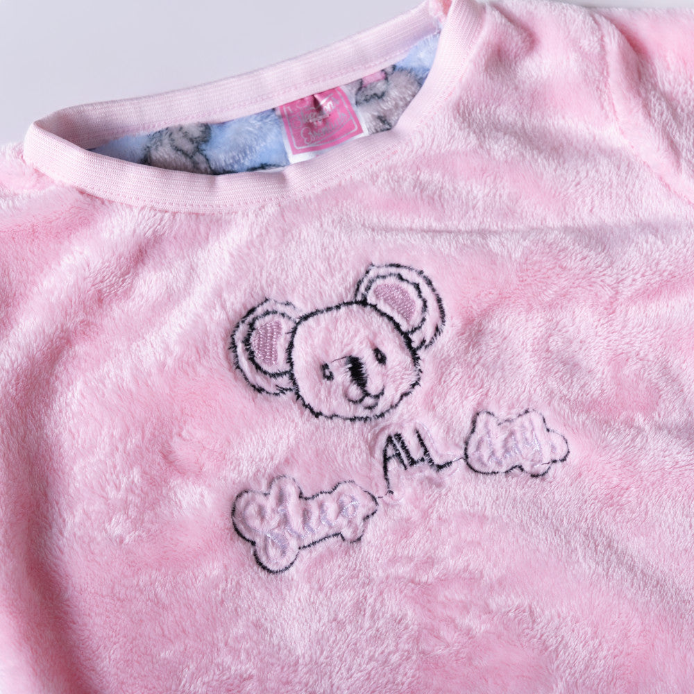Girls Blue/Pink Coral Velour Pyjamas