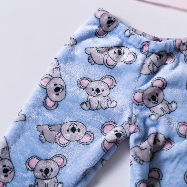 Girls Blue/Pink Coral Velour Pyjamas