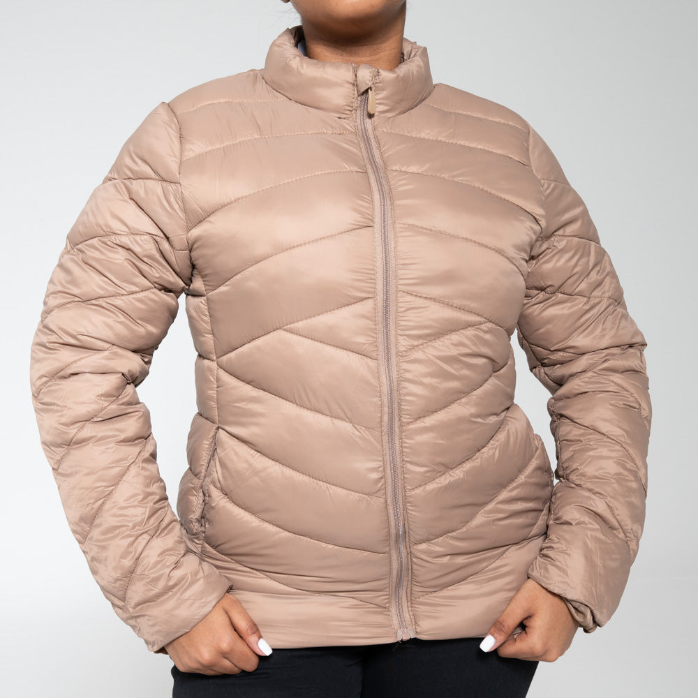Ladies Taupe Puffer Jacket