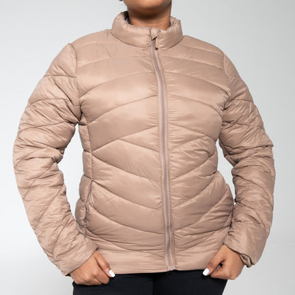 Ladies Taupe Puffer Jacket