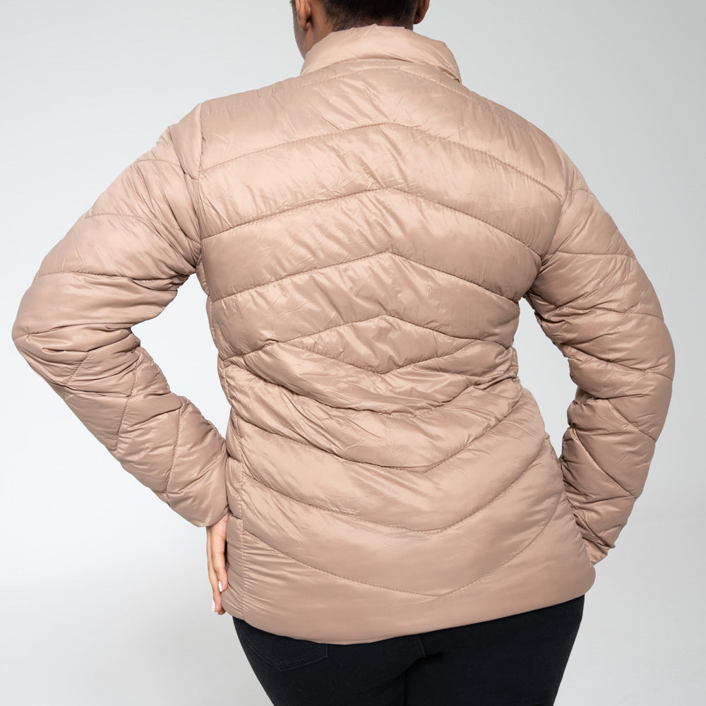 Ladies Taupe Puffer Jacket