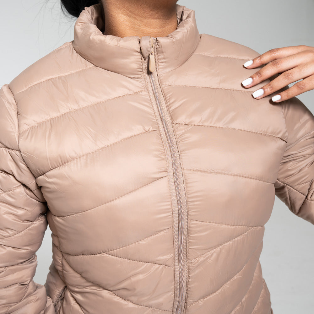 Ladies Taupe Puffer Jacket