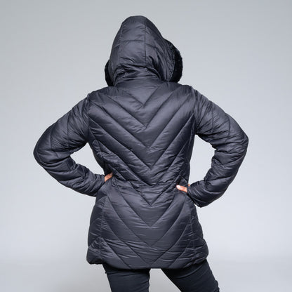 Ladies Black Hooded Puffer Jacket