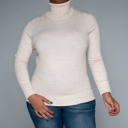 Beige  Plain Poloneck