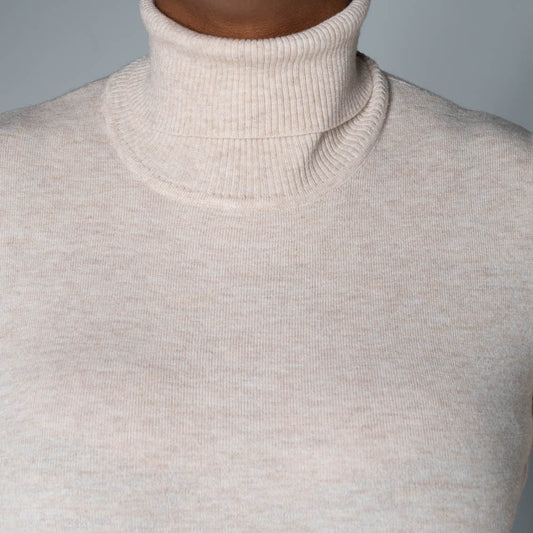 Beige  Plain Poloneck