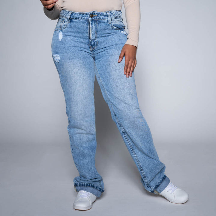 Denim Straight Fit Wide Jeans