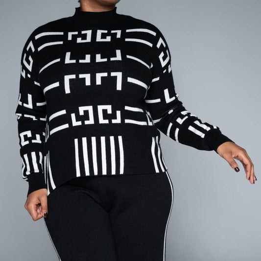 Black Jacquard Crop Jumper