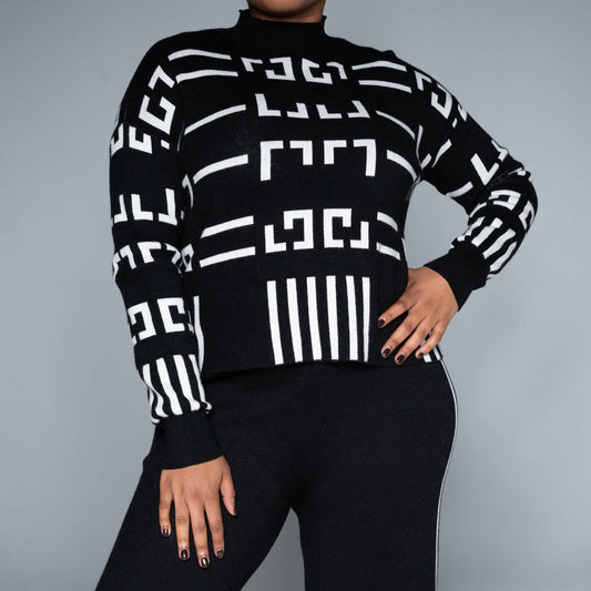 Black Jacquard Crop Jumper