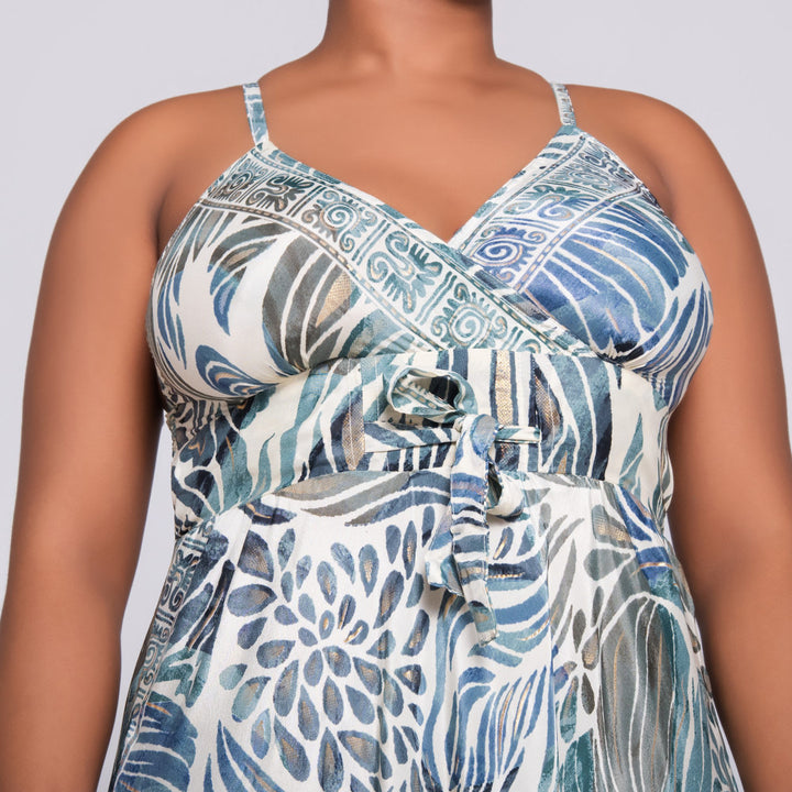 Ladies Navy Strappy Printed Dress