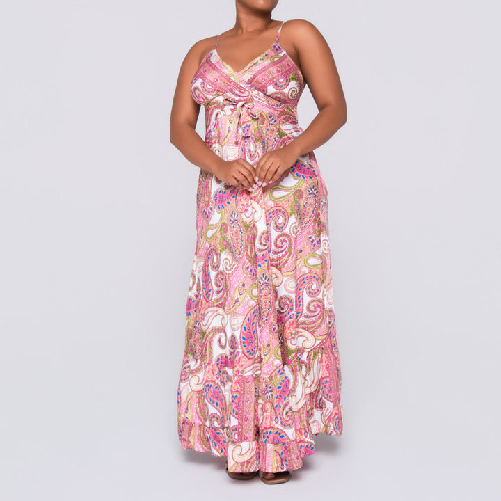 Ladies Strappy Printed Pink Dress