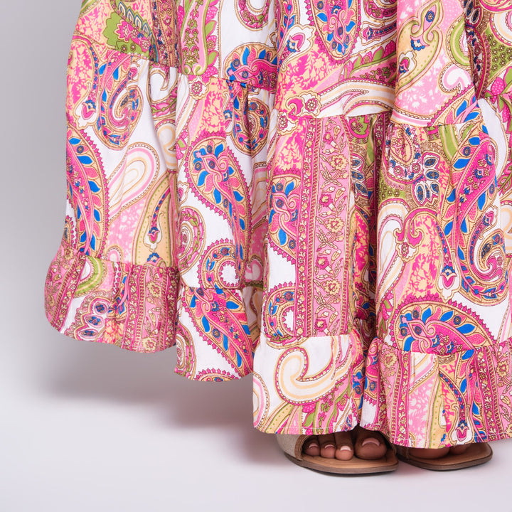 Ladies Strappy Printed Pink Dress
