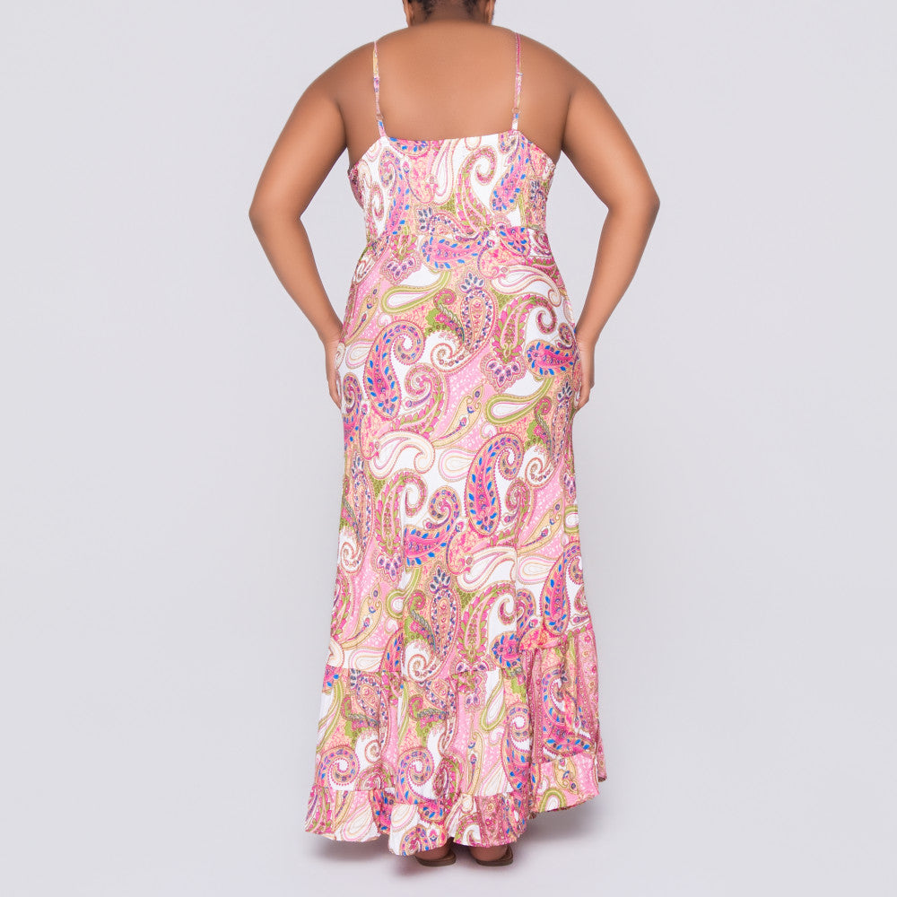 Ladies Strappy Printed Pink Dress