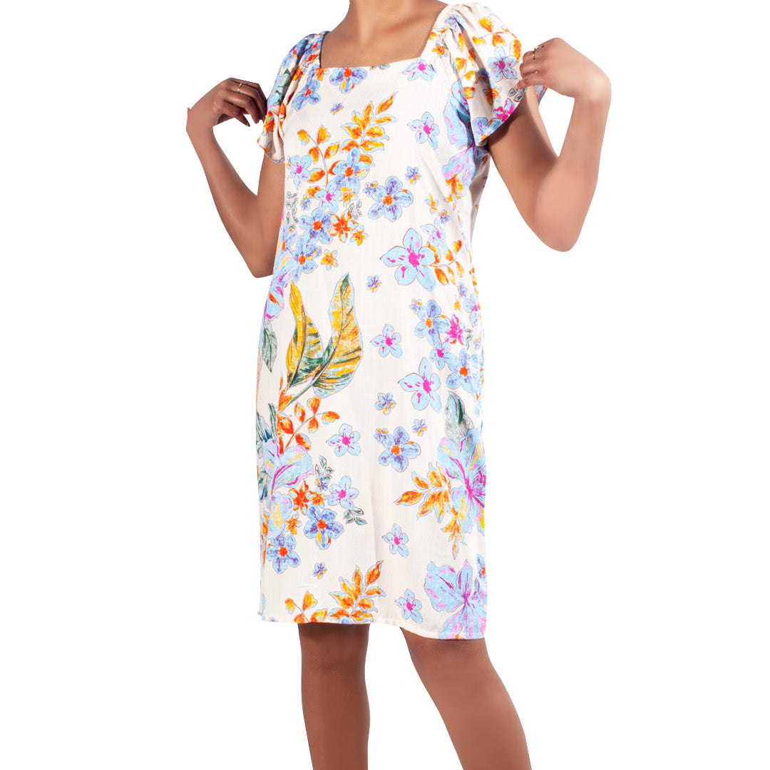 Short Sleeve Printed Viscose Tunic