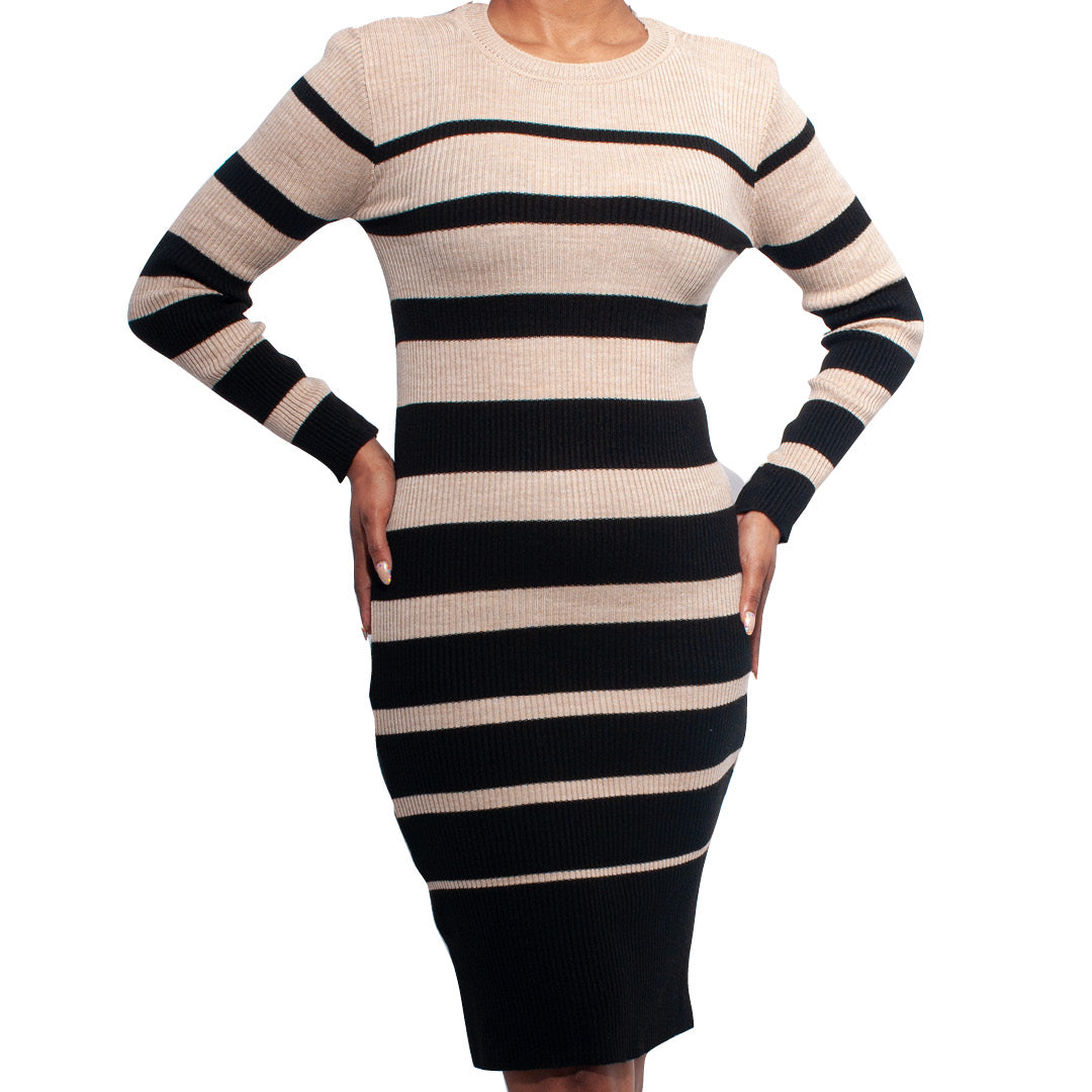 Oatmeal Striped  Dress