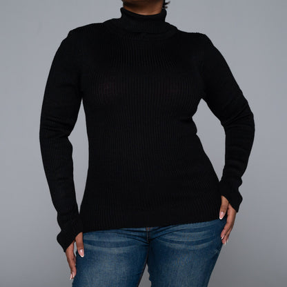 Black Rib Poloneck