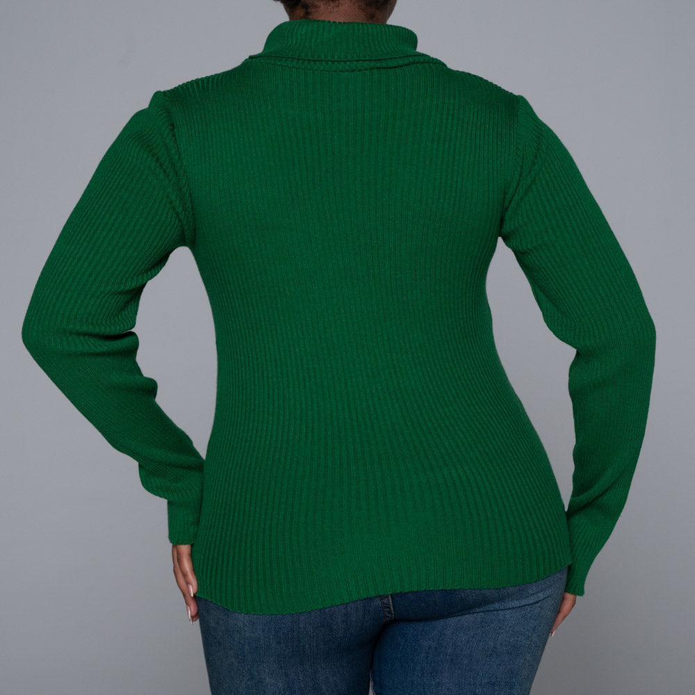 Bottle Green  Rib Poloneck