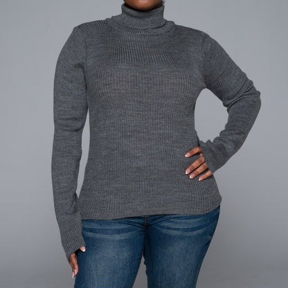 Grey Rib Poloneck