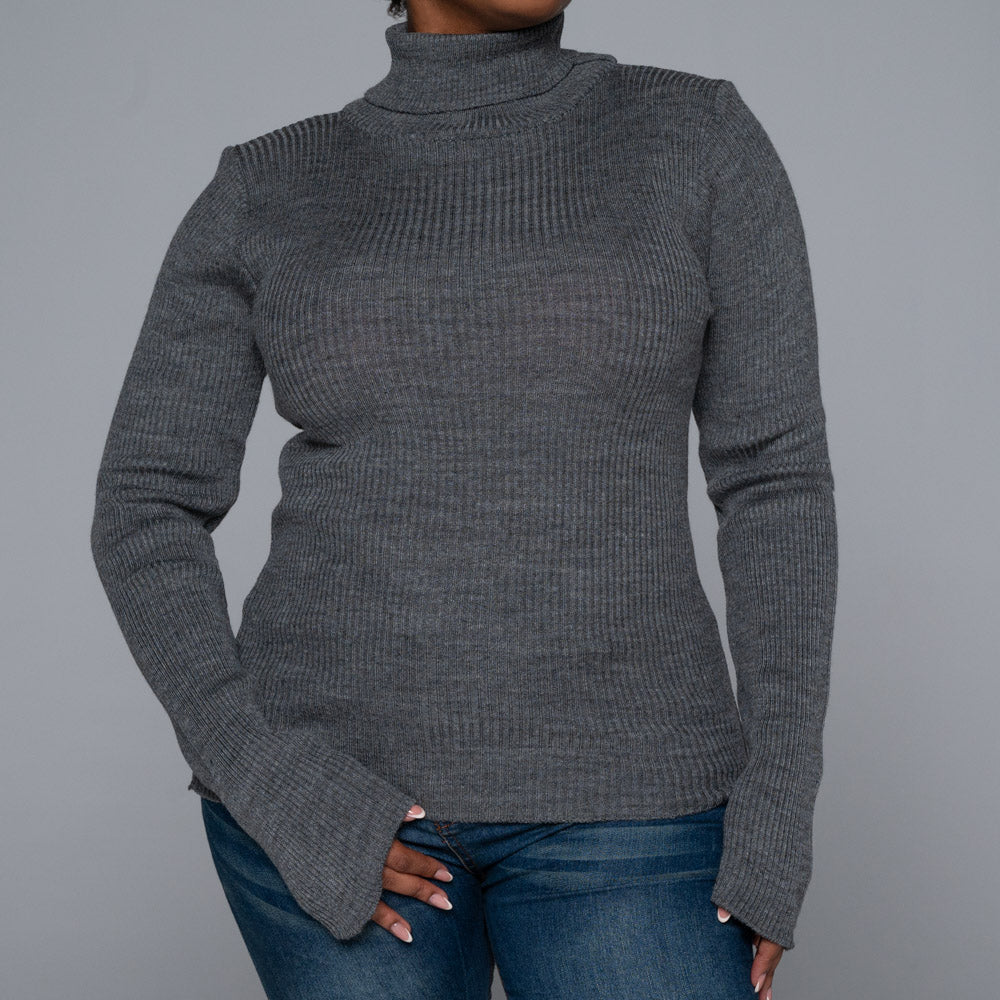 Grey Rib Poloneck
