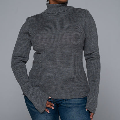 Grey Rib Poloneck