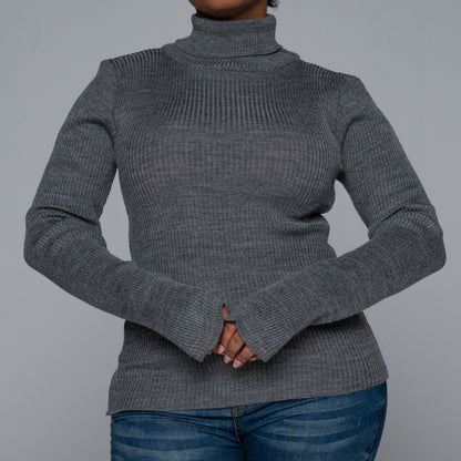 Grey Rib Poloneck
