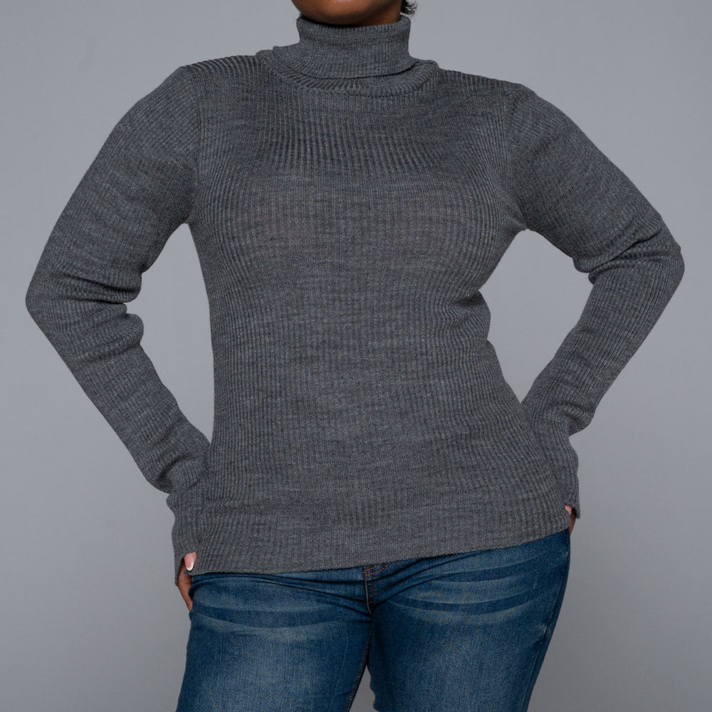 Grey Rib Poloneck