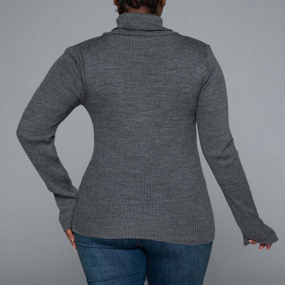 Grey Rib Poloneck