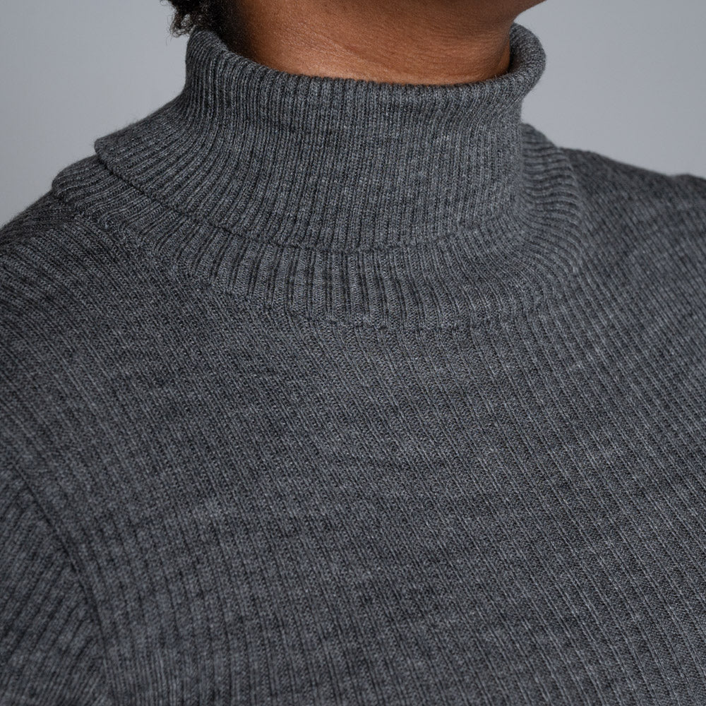 Grey Rib Poloneck