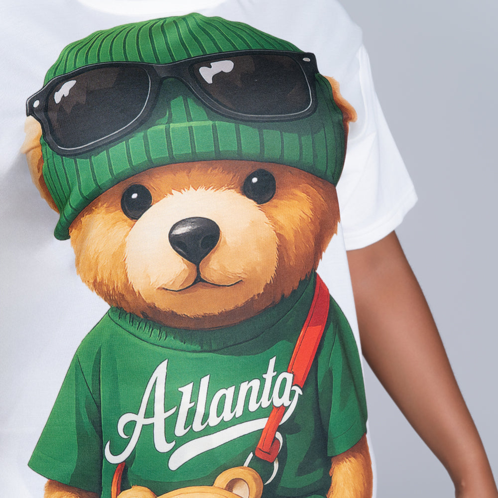 Ladies Bear Print Shorts And Top Set