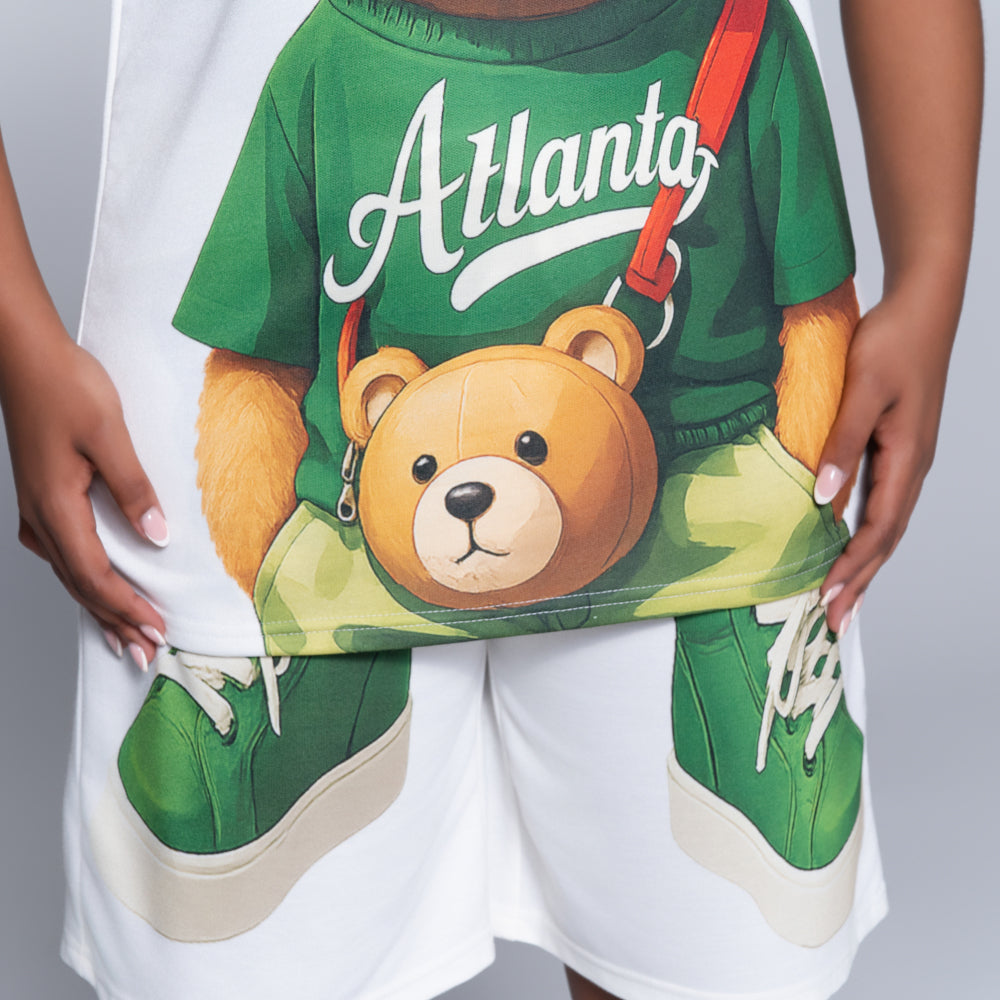 Ladies Bear Print Shorts And Top Set