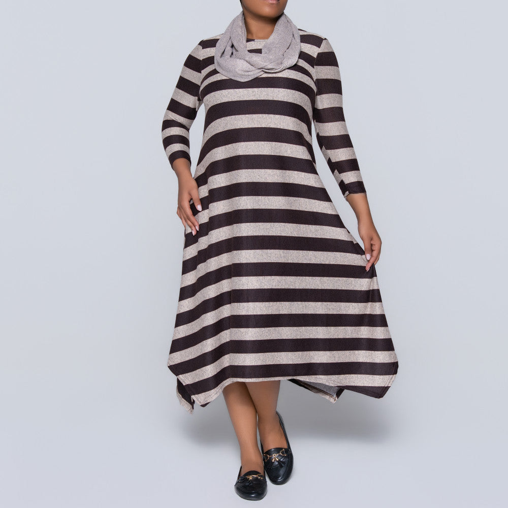 Plus Size Striped Jersey Knit Snood Edit Tunic