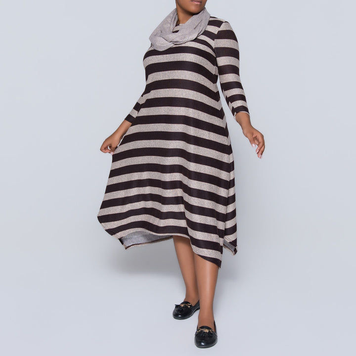 Plus Size Striped Jersey Knit Snood Edit Tunic