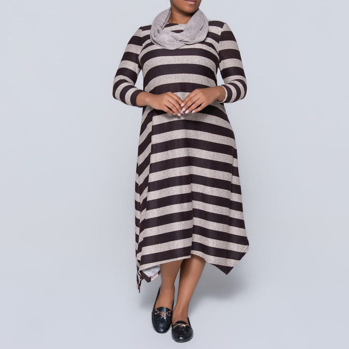 Plus Size Striped Jersey Knit Snood Edit Tunic