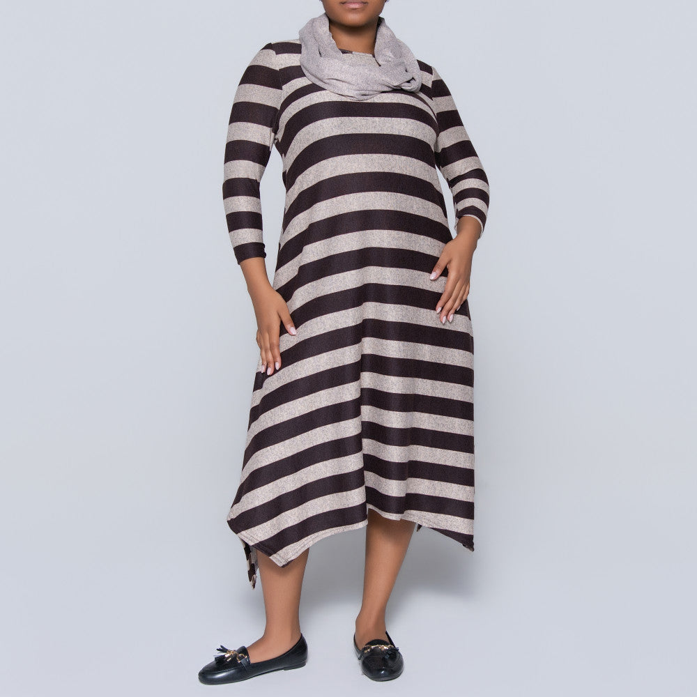 Plus Size Striped Jersey Knit Snood Edit Tunic