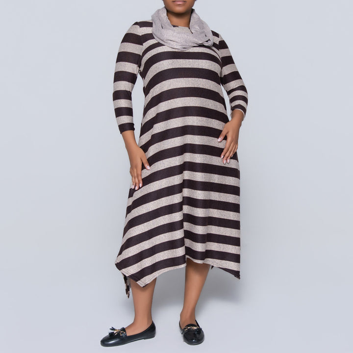 Plus Size Striped Jersey Knit Snood Edit Tunic