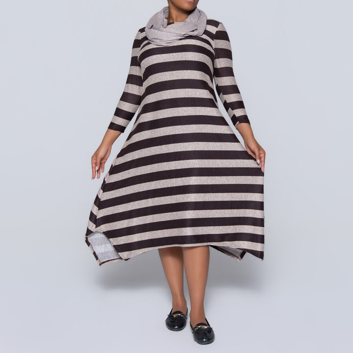 Plus Size Striped Jersey Knit Snood Edit Tunic