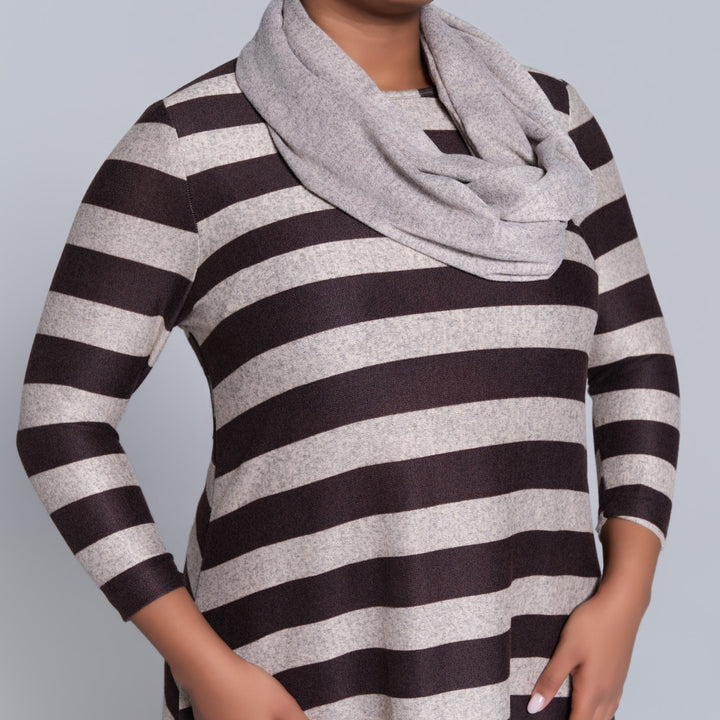Plus Size Striped Jersey Knit Snood Edit Tunic