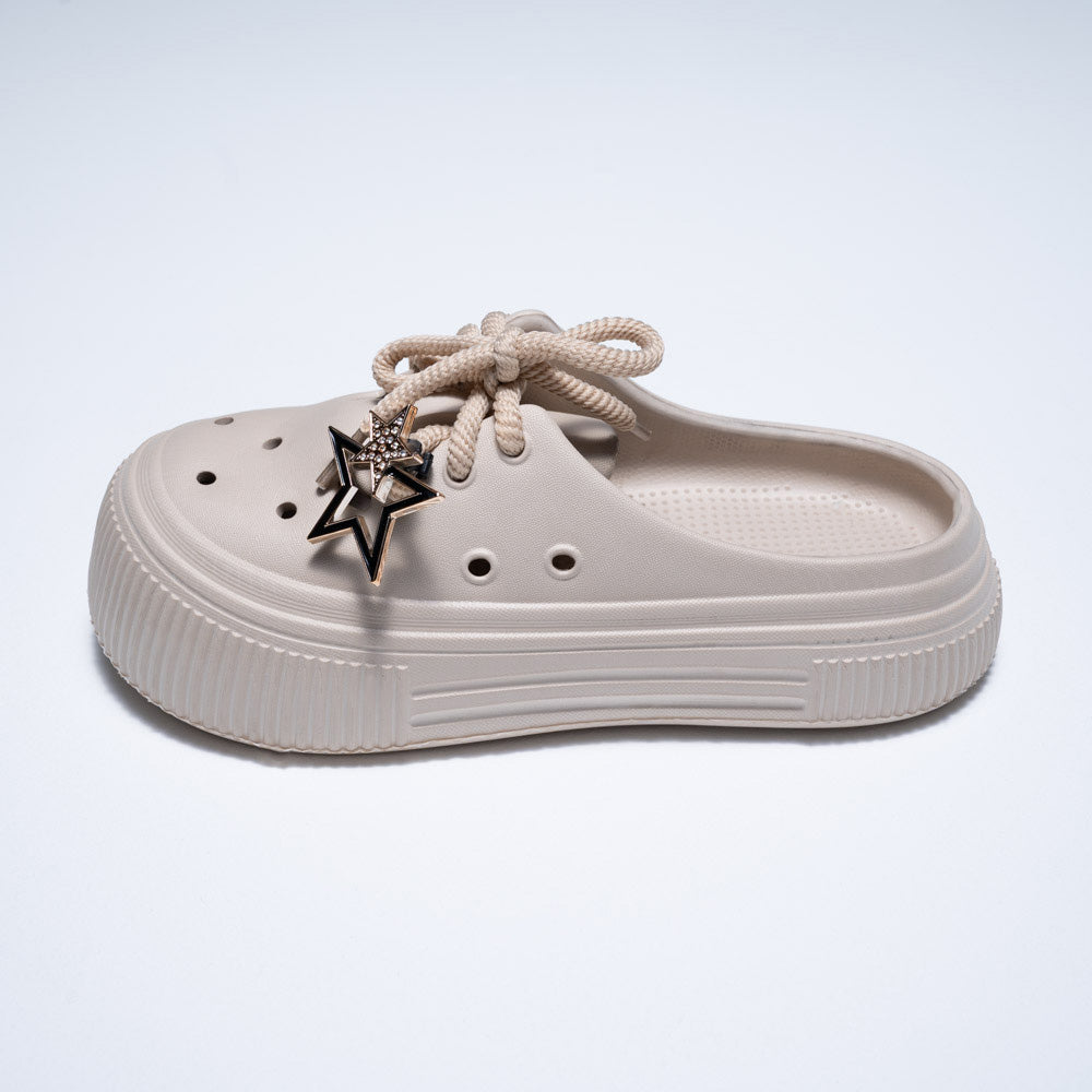 Ladies Chunky Lace Up  Push-In Slider
