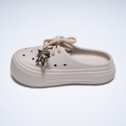 Ladies Chunky Lace Up  Push-In Slider