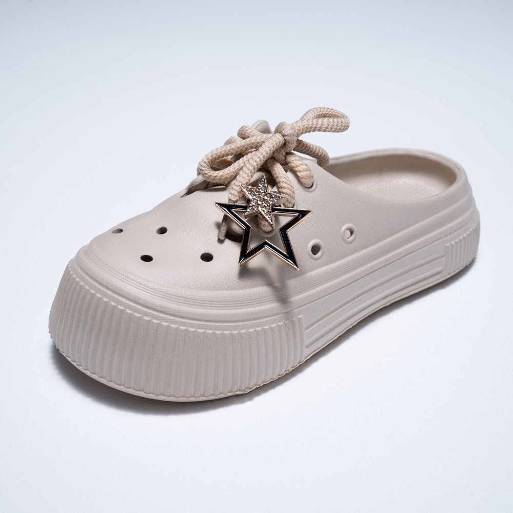 Ladies Chunky Lace Up  Push-In Slider