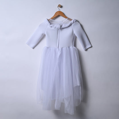 Girls Mesh White Party Dress