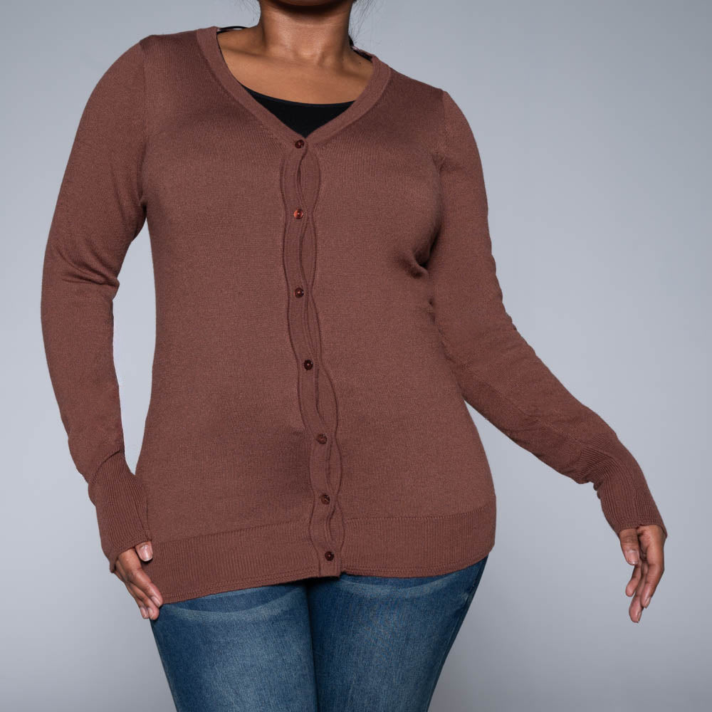 Brown Long Sleeve Cardigan