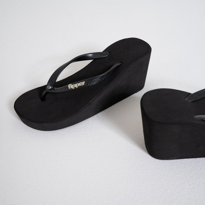 Black Wedge Sandals