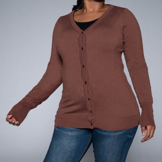 Brown Long Sleeve Cardigan