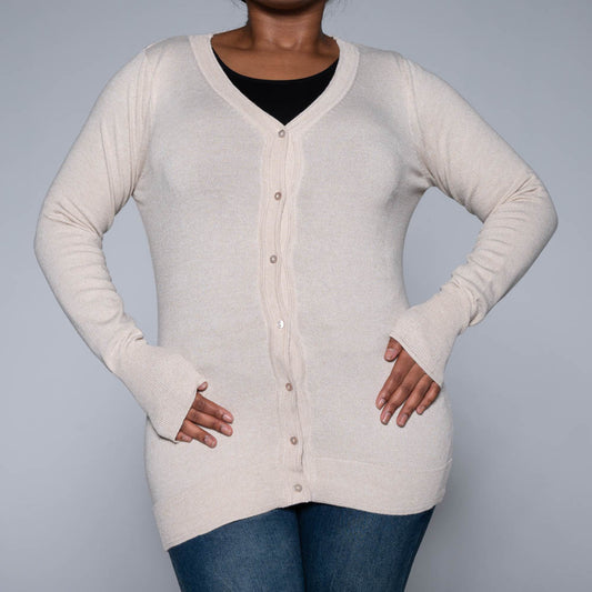 Beige Long Sleeve Cardigan